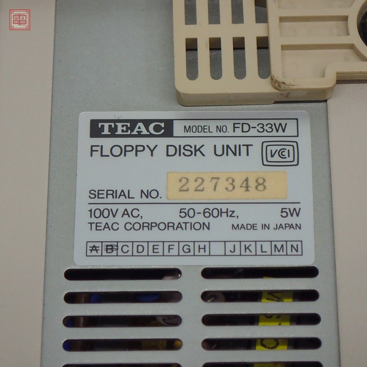 PC-9801 3.5インチフロッピーディスクユニット FD-33W 外付けFDD TEAC 通電のみ確認【20_画像6