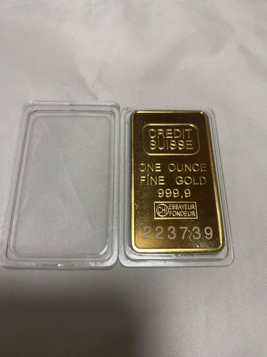 インゴット　/ スイスCREDITSUISSE　記念金貨コイン・金貨バー長方形 GOLD 31gシリアルナンバー入り24kgp Gold Plated 専用ケース付き_画像2