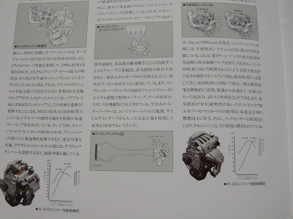 1993年５月　　ＭＲ２カタログ　３１ページ E-SW20系　３Ｓ－ＧＴＥ　３Ｓ－ＧＥ　程度良_画像8