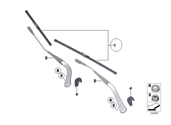 【BOSCH】 フロントワイパーブレードセット(右ハンドル用) [BMW,3シリーズ,E90/E91/E92/E93 / 61612468941,61612455439,3397007073]_画像2