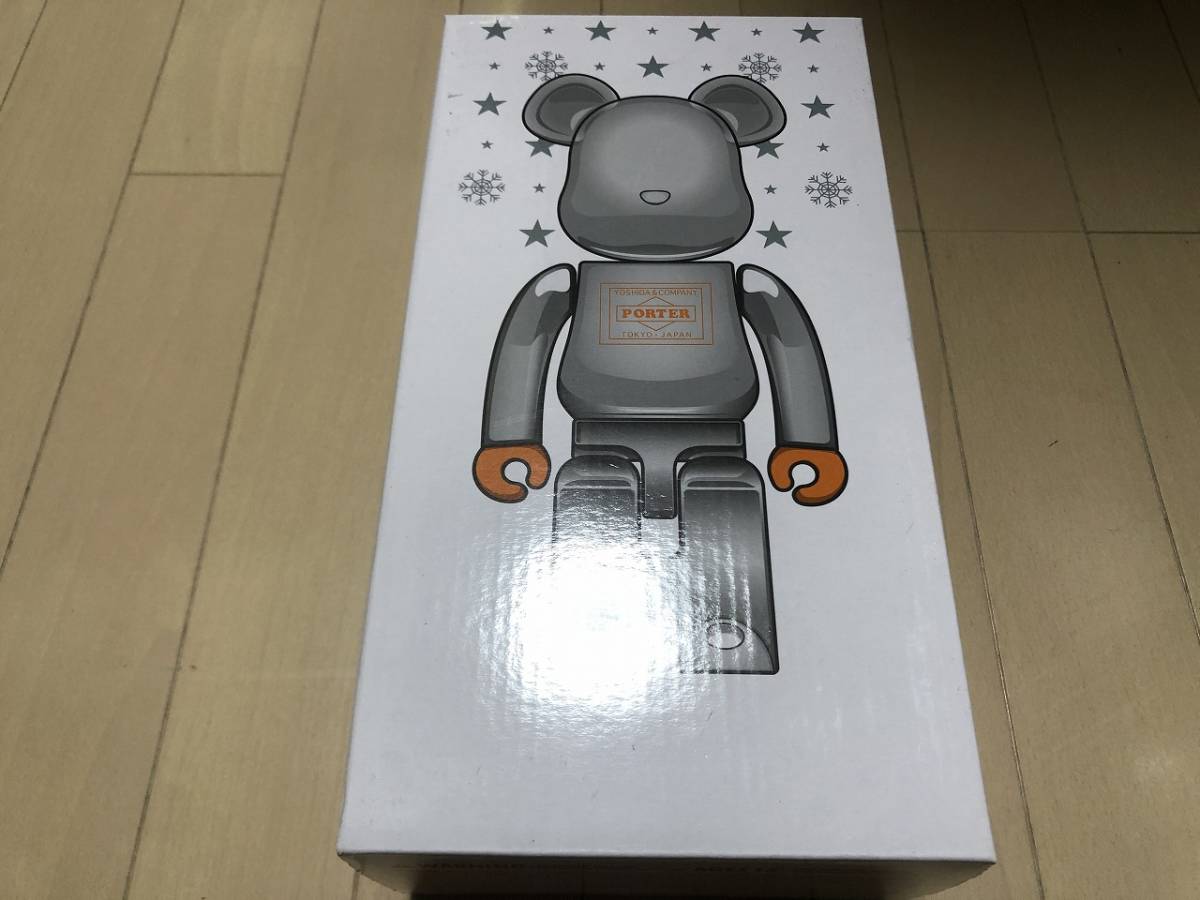 未使用品 MEDICOM TOY x PORTER ベアブリック 400% シルバー BE@RBRICK メディコムトイ