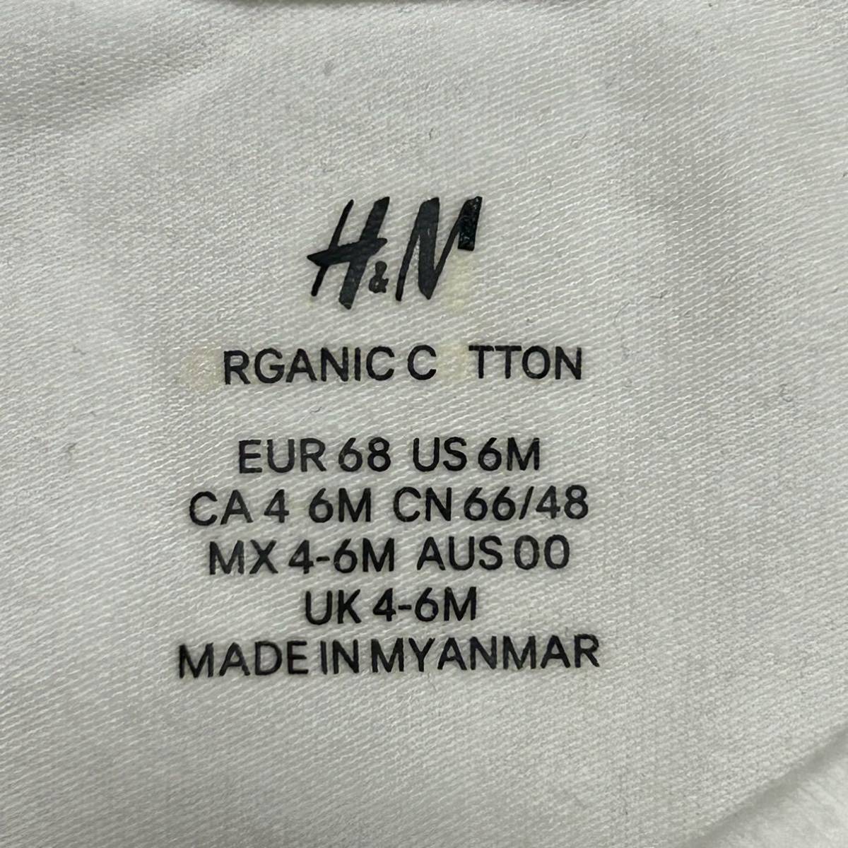 H&M ロンパース オーガニックコットン 70cm 女の子 子供服 カバーオール 半袖 の画像2