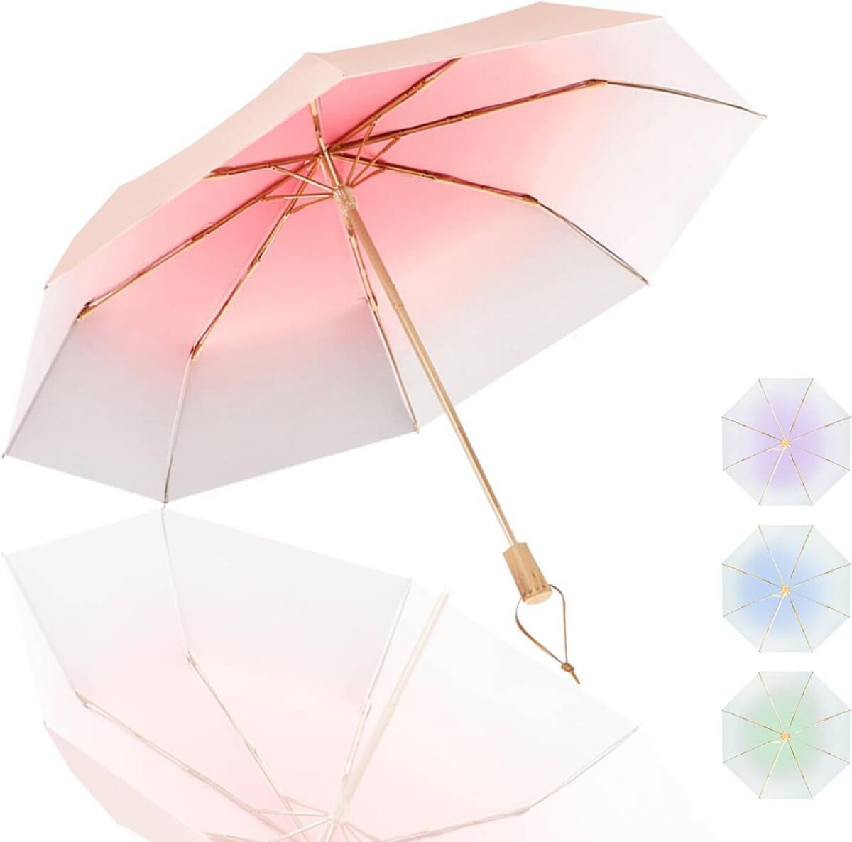 日傘 折りたたみ傘 ピンク 和風 折り畳み 頑丈 8本骨 二枚生地 uvカット遮光 UPF50+ 紫外線対策 遮熱 軽量 耐風 日傘兼用雨傘_画像7