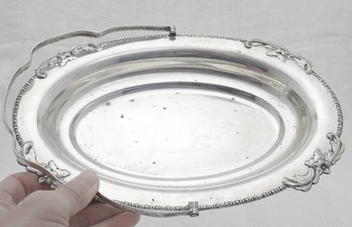JOHN BIGGIN 英国アンティーク Silver EPNS シルバープレート バスケット 菓子皿 ボンボンディッシュ イギリス製の画像3