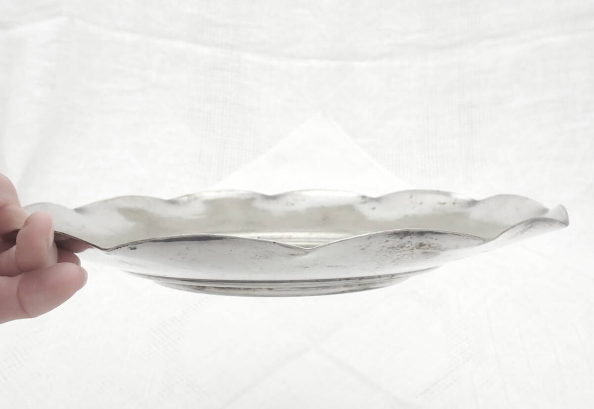 JOHN COLLYER & CO LTD 英国アンティーク Silver EPNS シルバープレート ボンボンディッシュ キャッシュトレイ 菓子皿 23㎝ イギリス製の画像3