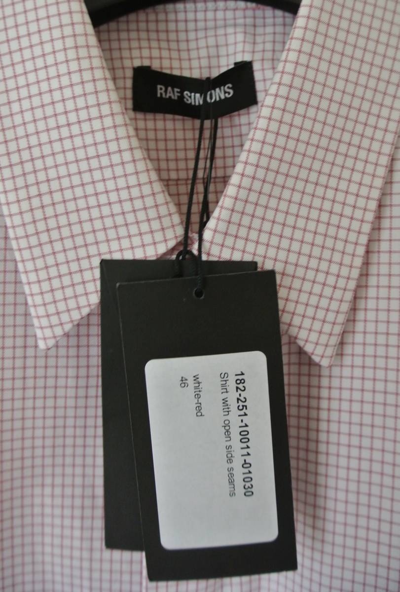  новый товар не использовался с биркой RAF SIMONS shirt with open side seams проверка рубашка с длинным рукавом /46// большой размер Raf Simons 