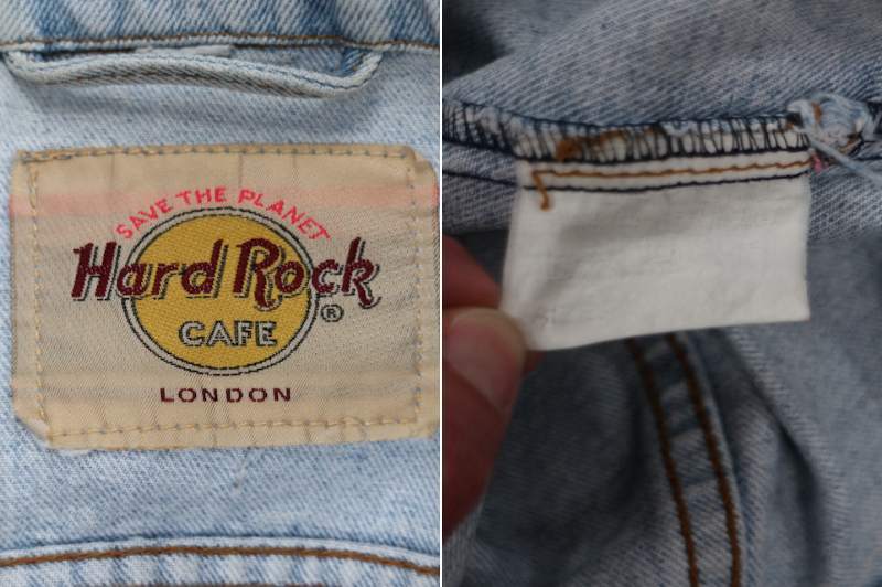 90s HARD ROCK CAFE ハードロックカフェ ロンドン 刺繍プリント デニムジャケット(メンズ XL)の画像8