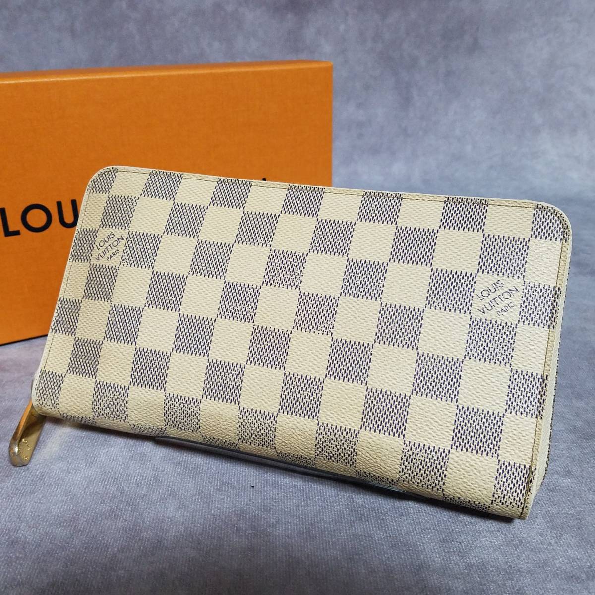 【良好　クリーニング済】 LOUIS VUITTON　ルイヴィトン　ダミエ　アズール　ジッピー　オーガナイザー　ラウンドファスナー長財布　N60012