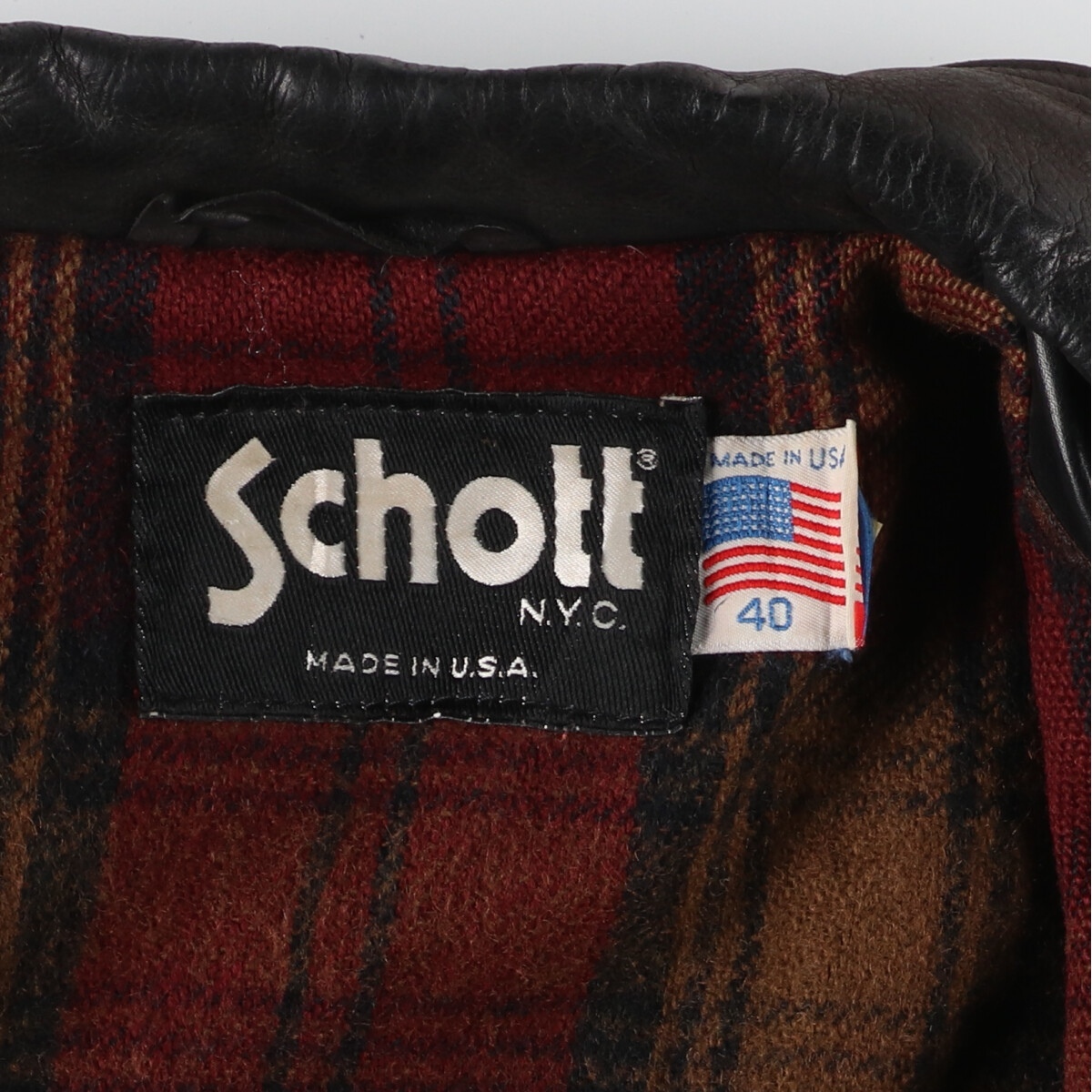 古着 80年代 ショット SCHOTT スナップボタン チェックライナー ハンティング レザージャケット USA製 40 メンズM ヴィンテージ /eva000634_画像4