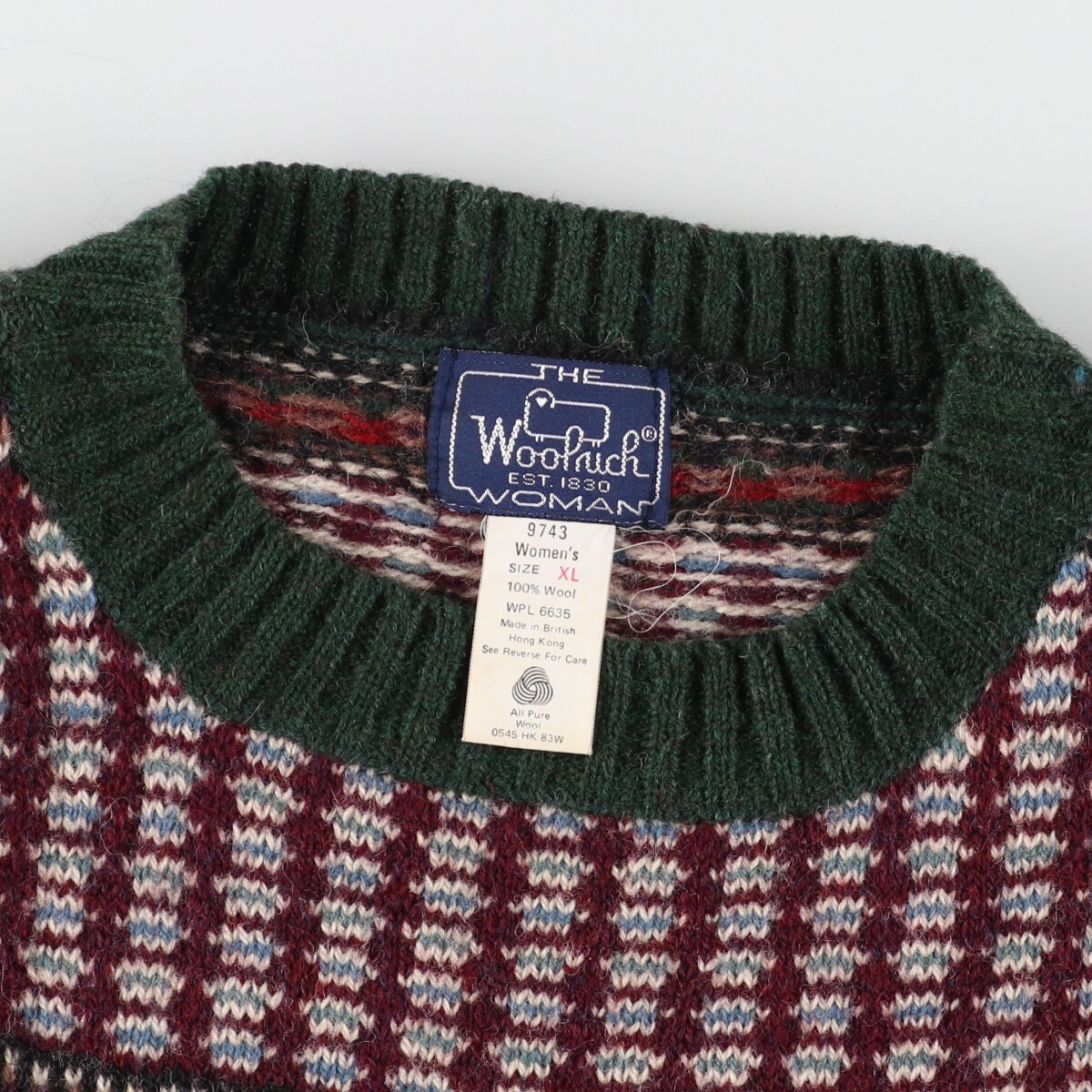 古着 80年代 ウールリッチ WOOLRICH THE WOMAN 総柄 ウールニットセーター レディースXL ヴィンテージ /eaa344790 【SS2403】_画像3