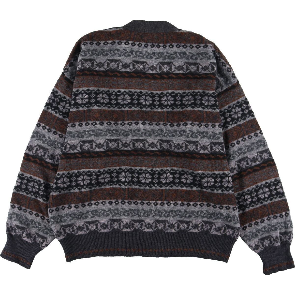 古着 THE ITALIAN SWEATER 総柄 アクリル×ウールニットカーディガン メンズL /eaa341272 【SS2403】_画像2