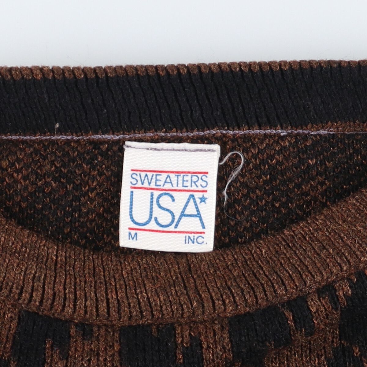 古着 SWEATERS USA 総柄 アクリルニットセーター USA製 メンズM /eaa344675 【SS2403】_画像3