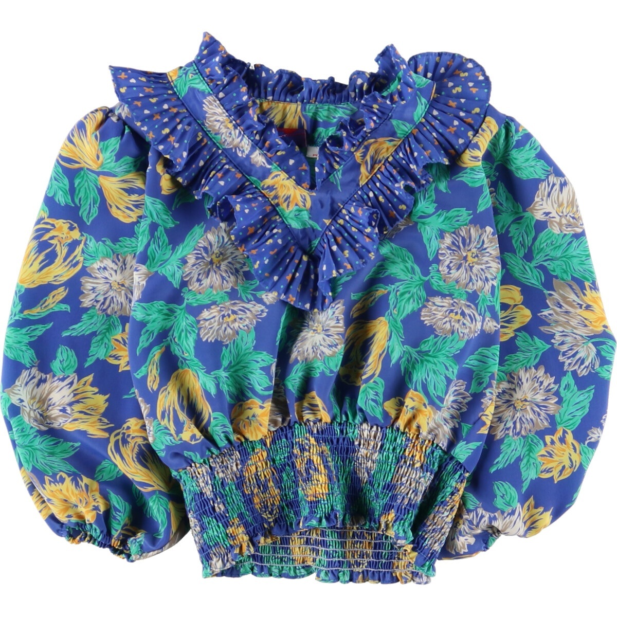  б/у одежда 80 годы Susan fre стул Susan Freis общий рисунок 7 минут рукав блуза USA производства женский XS Vintage /eaa349814 [SS2403]
