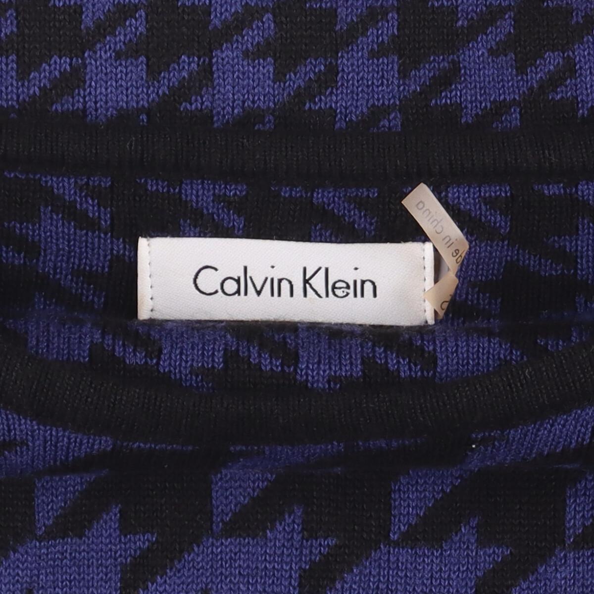 古着 カルバンクライン Calvin klein 千鳥格子柄 長袖 ニット フレア ワンピース レディースS /eaa302198 【SS2403】_画像4