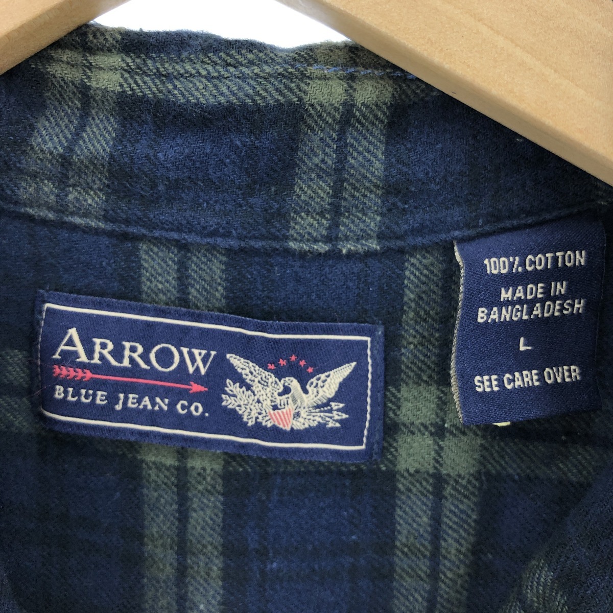 古着 アロー Arrow BLUE JEAN CO 長袖 ボタンダウン ライトネルチェックシャツ メンズL /eaa396513 【SS2403】_画像3