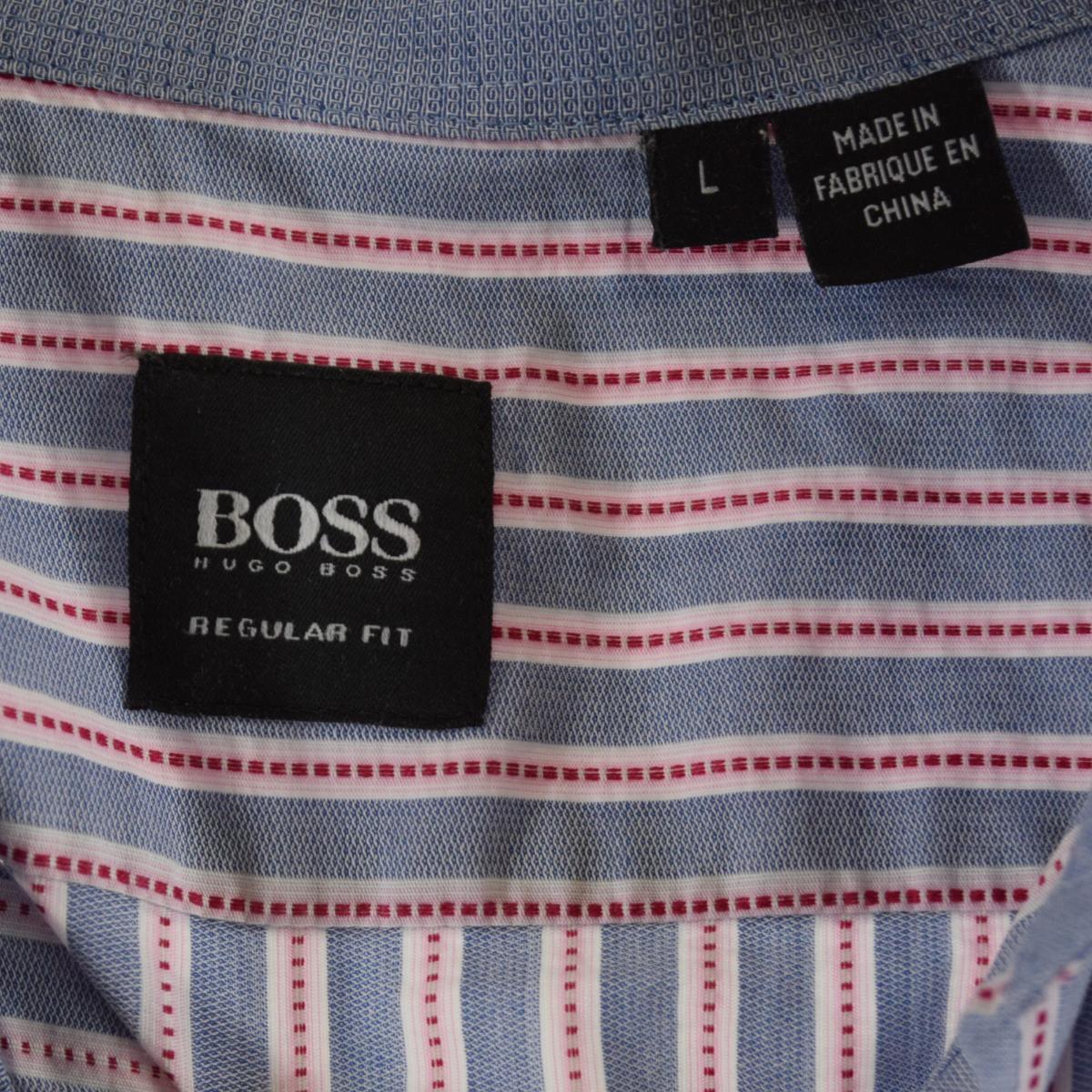 古着 ヒューゴボス HUGO BOSS 長袖 ストライプシャツ メンズL /eaa308801 【SS2403】_画像3