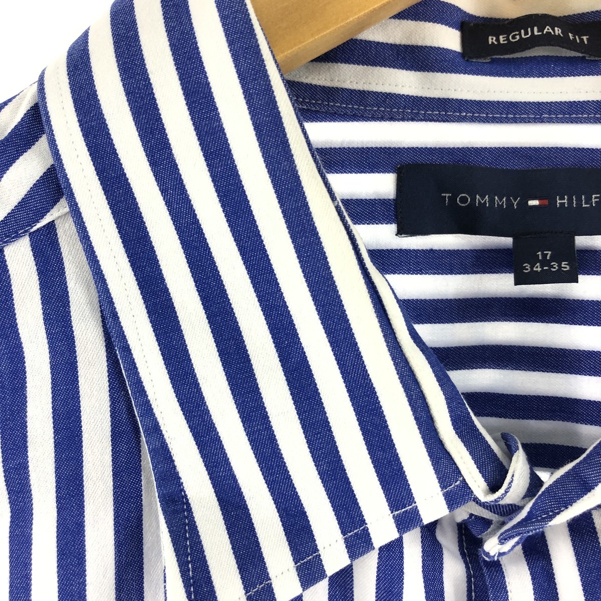 古着 トミーヒルフィガー TOMMY HILFIGER REGULAR FIT 長袖 ストライプシャツ メンズXXL /eaa366800 【SS2403】_画像4