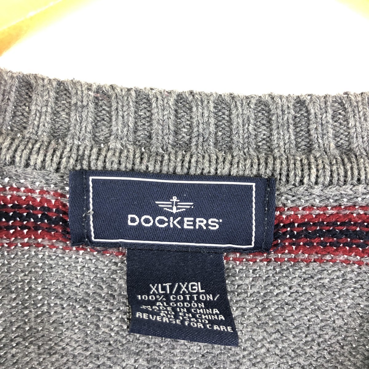 old clothes Docker's DOCKERS border pattern knitted sweater men's XL /eaa361769 [SS2403]