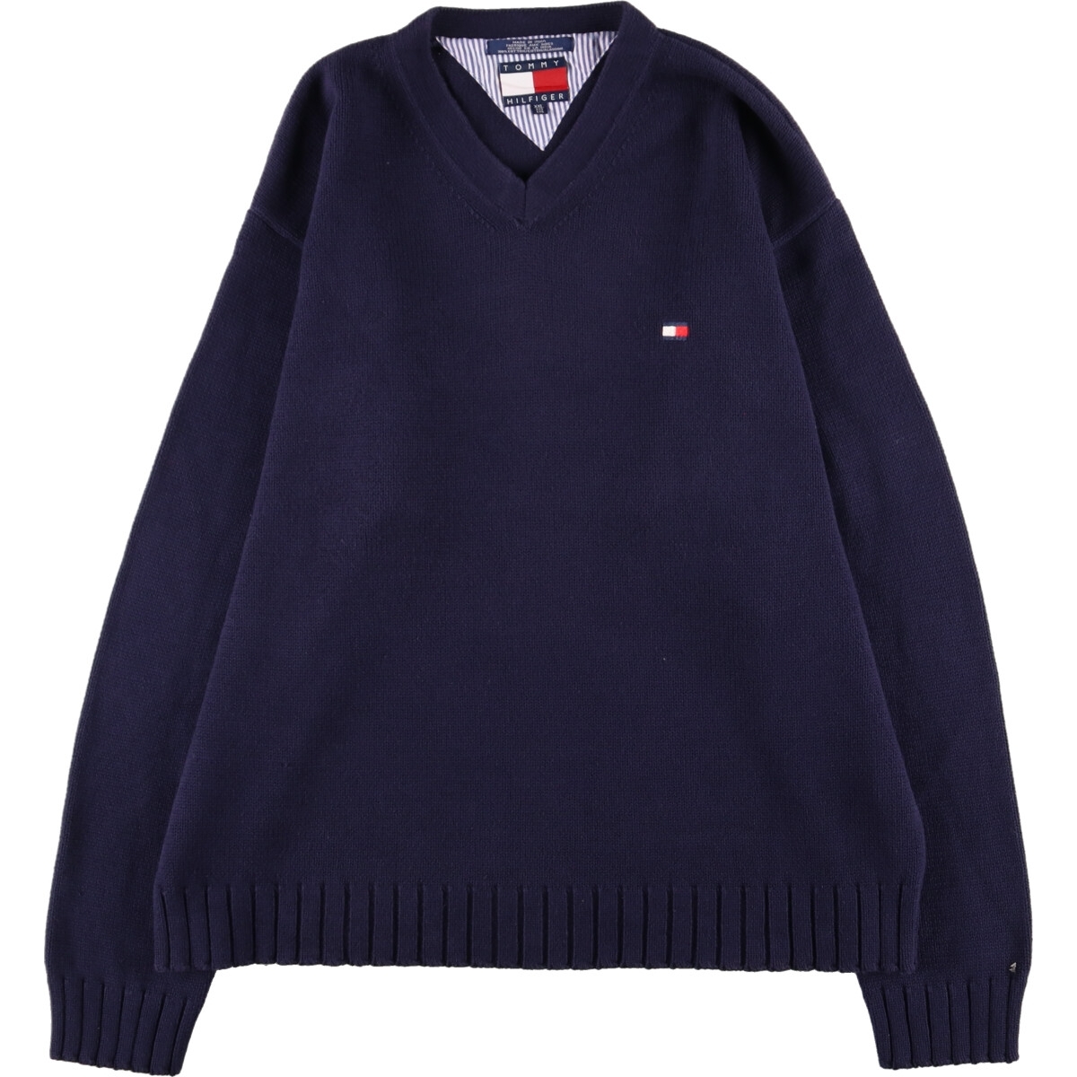 古着 90年代 トミーヒルフィガー TOMMY HILFIGER Vネック コットンニットセーター メンズXXL ヴィンテージ /eaa364407 【SS2403】_画像1