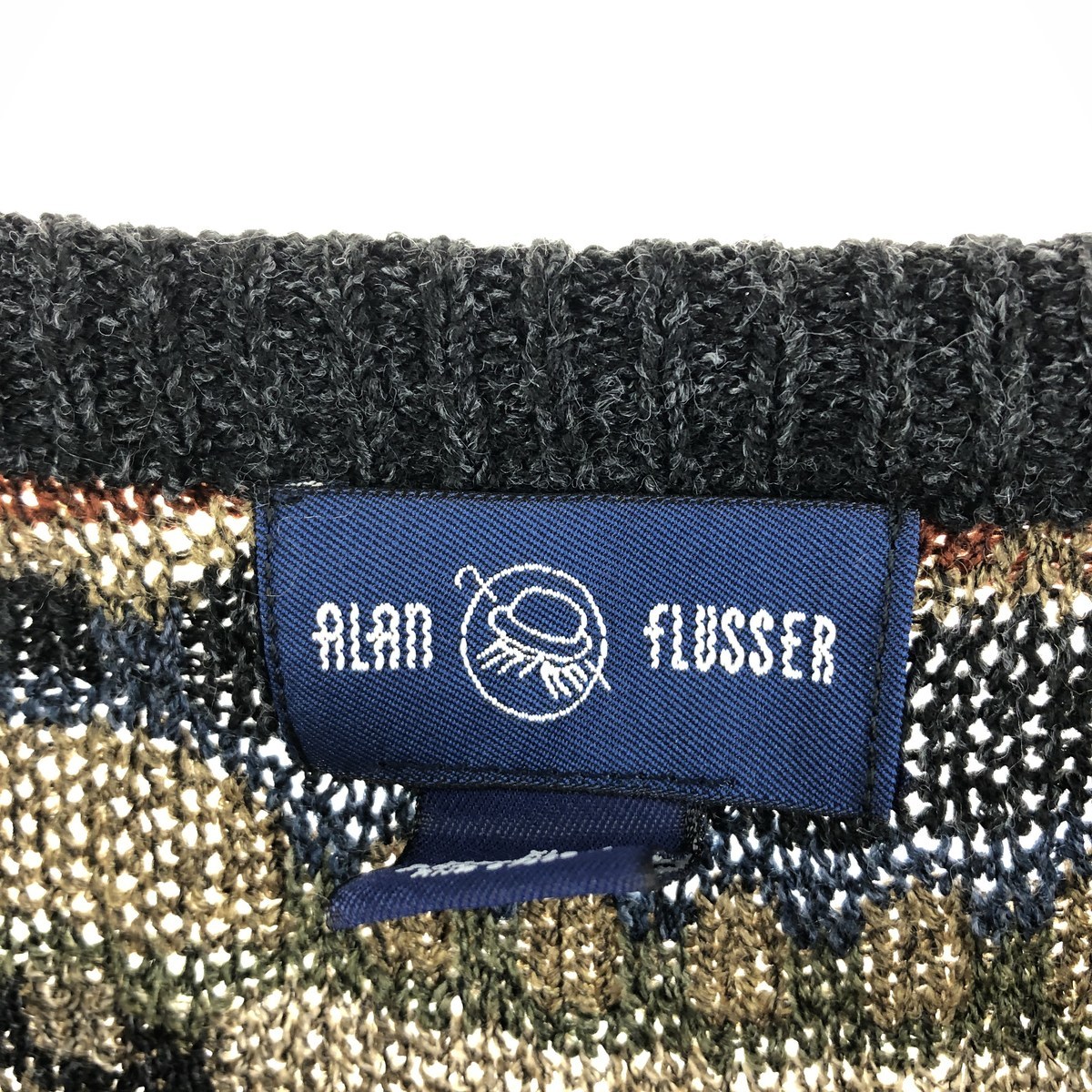  б/у одежда ALAN FLUSSER общий рисунок вязаный свитер USA мужской XL /eaa363194 [SS2403]