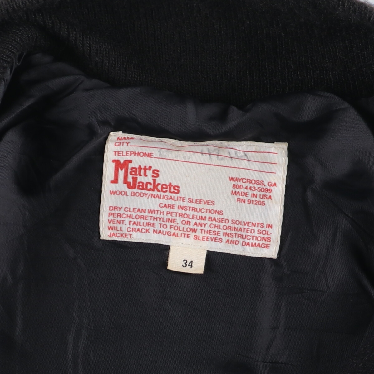 古着 90年代 Matt’s Jackets 袖革ウールスタジャン アワードジャケット バーシティジャケット USA製 メンズM /eaa386278 【SS2403】