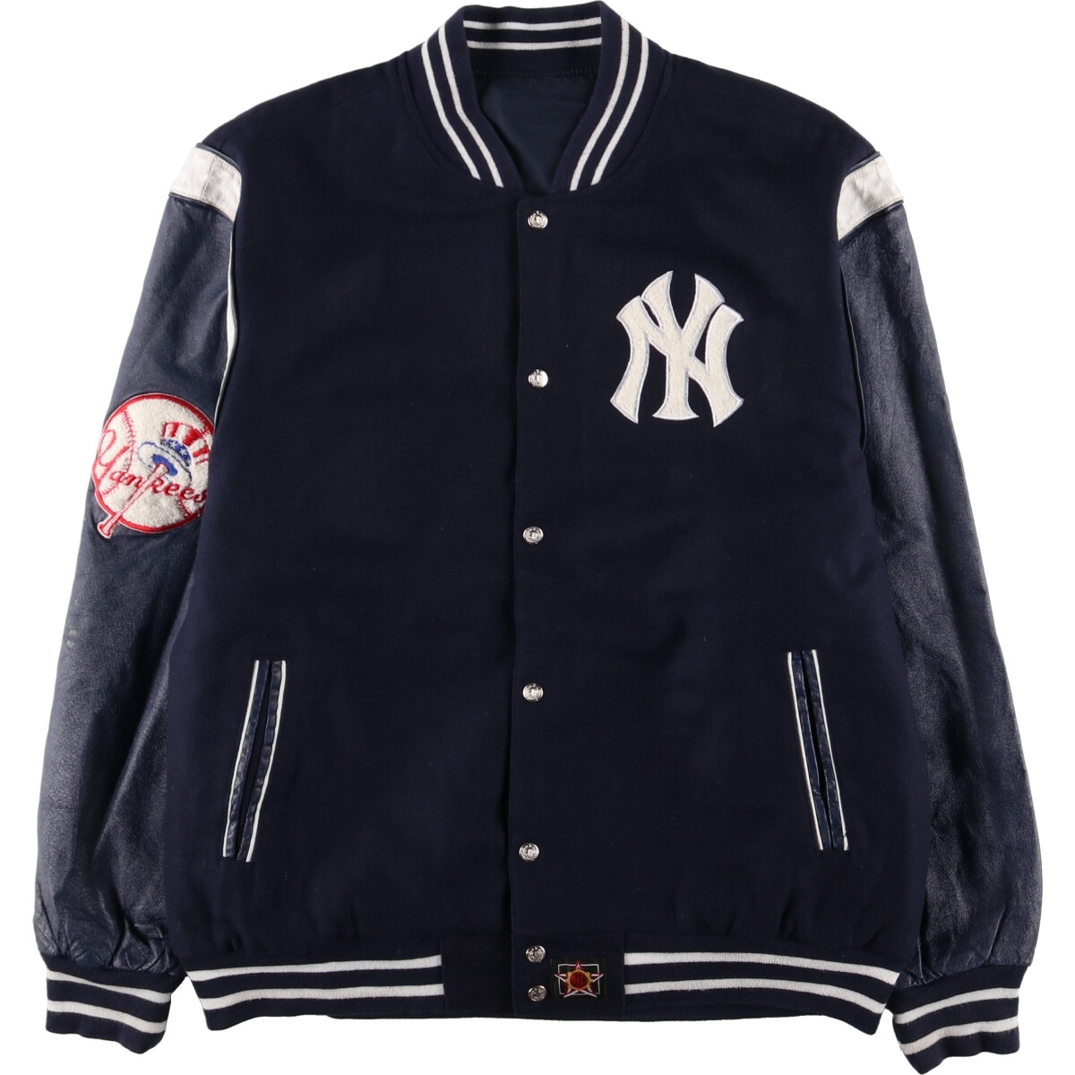 古着 JH DESIGN MLB NEW YORK YANKEES ニューヨークヤンキース リバーシブル 袖革ウールスタジャン メンズXXL /evb002740 【SS2403】_画像1