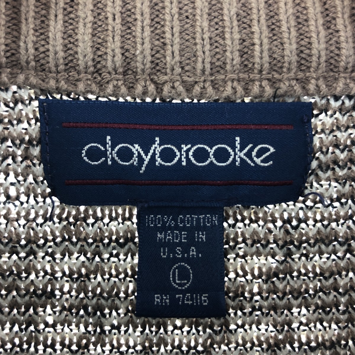 古着 CLAYBROOKE 総柄 コットンニットセーター USA製 メンズL /eaa369561 【SS2403】_画像3