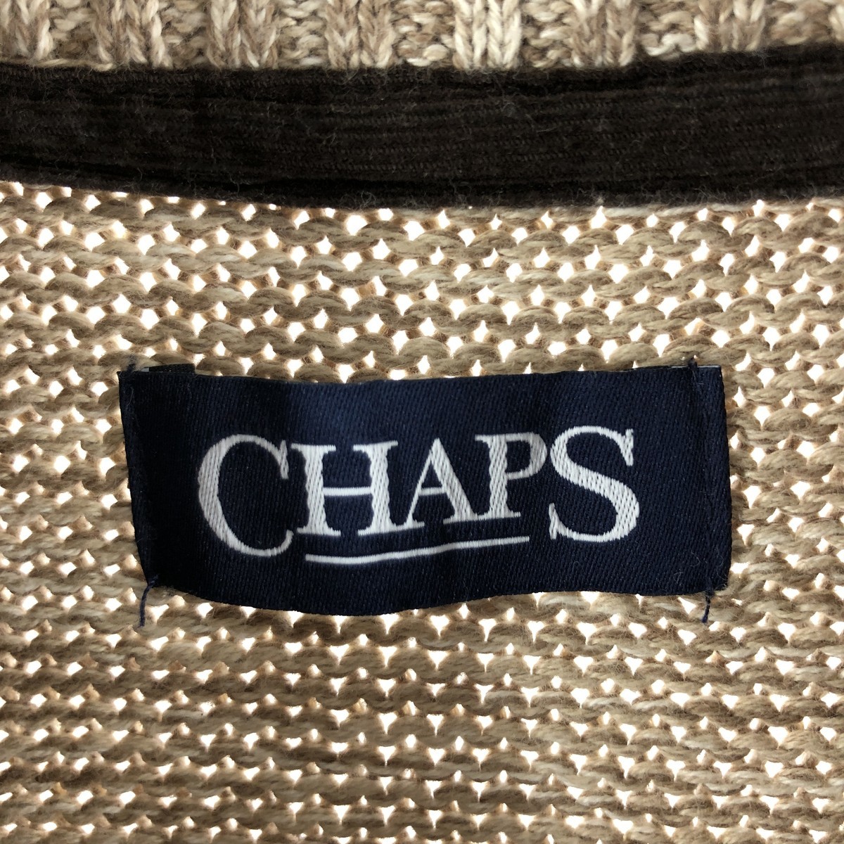 古着 チャップス CHAPS ハイネック ハーフボタン エルボーパッチ付き コットンニットセーター メンズXL /eaa367994 【SS2403】_画像3