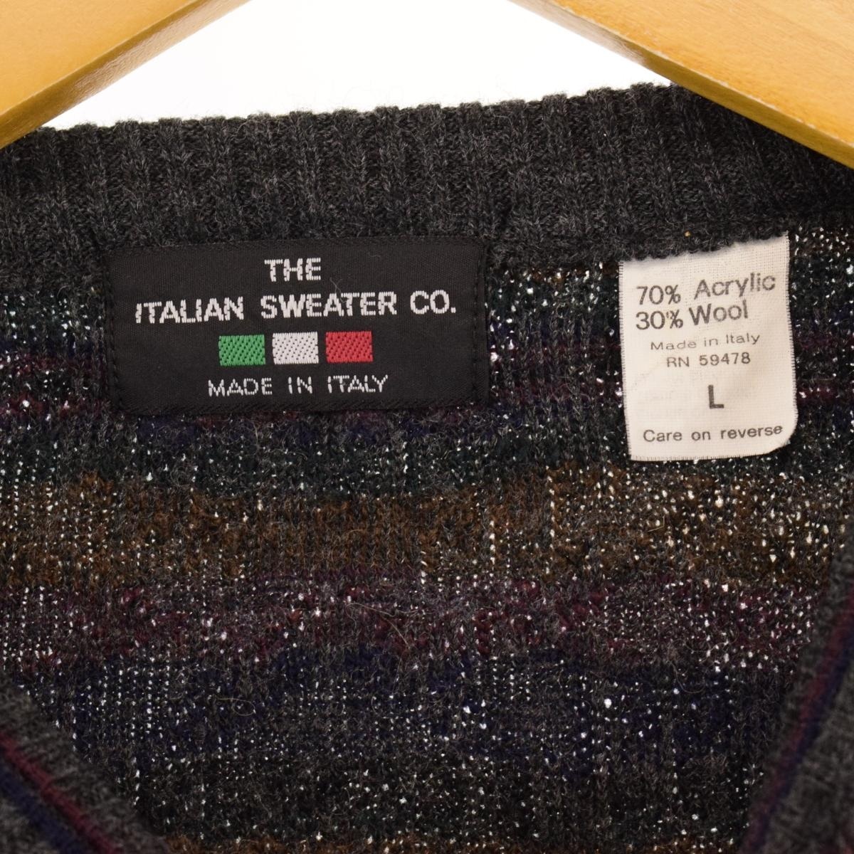 古着 THE ITALIAN SWEATER 総柄 アクリルニットセーター イタリア製 メンズXL /eaa353284 【SS2403】_画像3