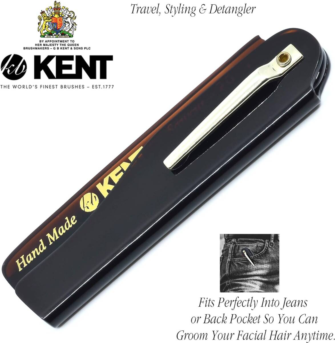 KENT kent portable men's folding type comb 20T small . comb width stop pin attaching England made 