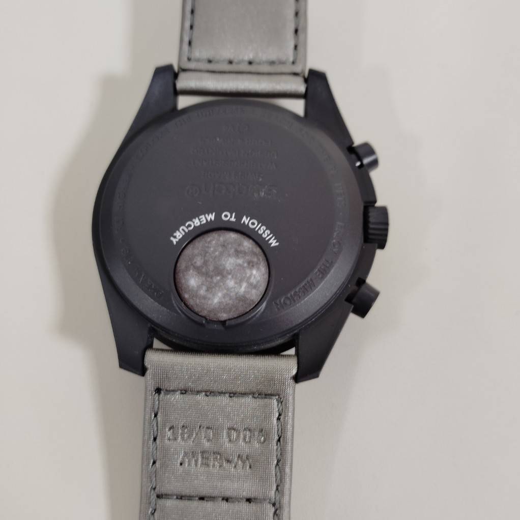 【F-14224】OMEGA オメガ スピードマスター Swatch コラボ ミッション トゥ マーキュリー S033A100 クロノグラフ ブラック文字盤 腕時計_画像5