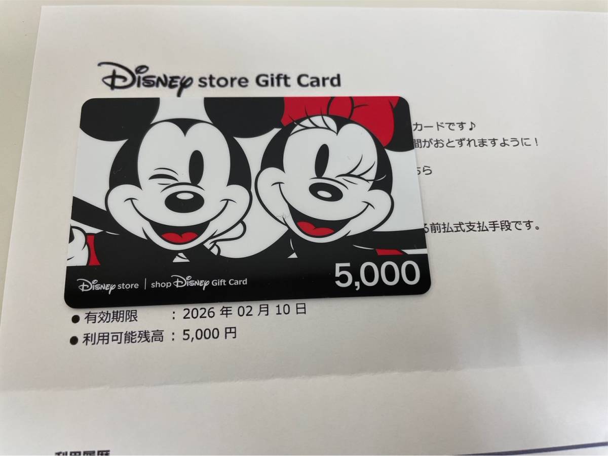 【F-13945】 Disney store Gift Card ディズニーストア ショップディズニー ギフトカード 5000円×2枚 計10000円分 有効期限2026年2月10日_画像3
