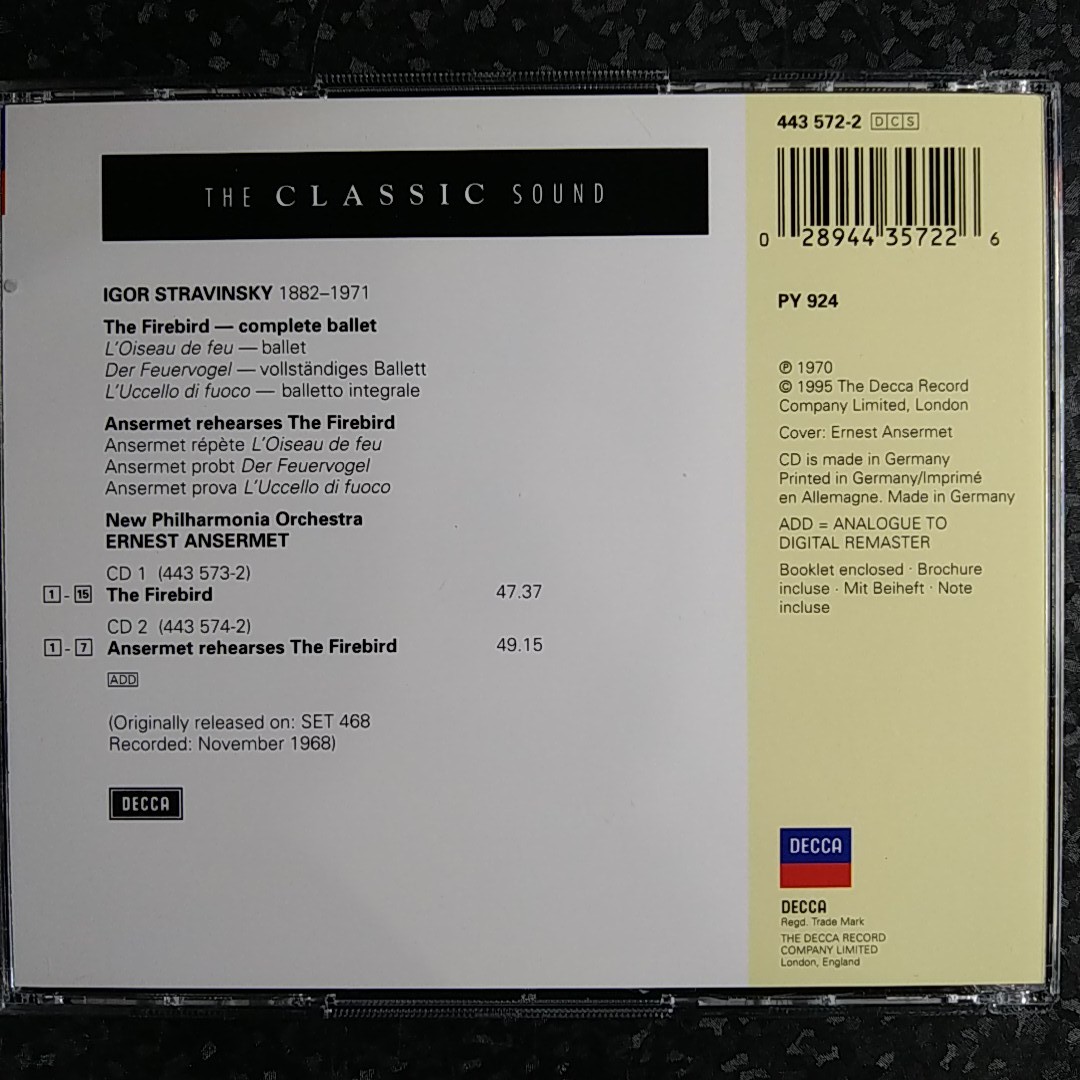 b（独盤 2CD）アンセルメ ストラヴィンスキー 火の鳥 リハーサルの画像2