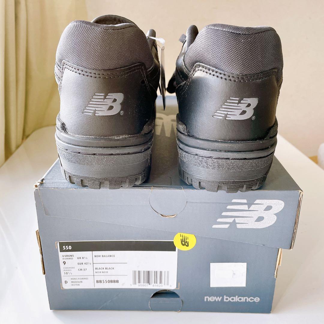 ニューバランス BB550BBB 27cm 海外限定モデル US9 D オールブラック トリプル 新品 BBB トリプルブラック New Balance オールブラック_画像8