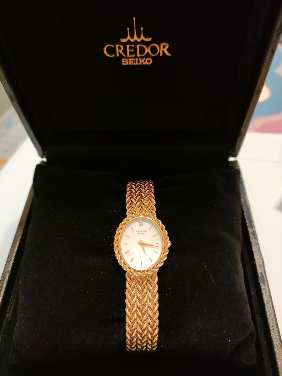 値頃 ☆完品未使用 SEIKO クレドール 18KT 金無垢時計 1Pダイヤ 1E70