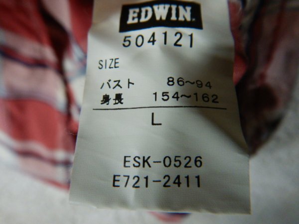 ｎ8768　EDWIN　エドウィン　レディース　長袖　チェック　デザイン　ボタンダウン　シャツ　BDシャツ　人気　送料格安_画像4