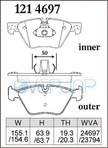 X1214697 / 1254561 DIXCEL Xタイプ ブレーキパッド 1台分セット BMW F11(TOURING) MT25/XL20/MX20/MU30/XL28 523i/523d/528i_画像2