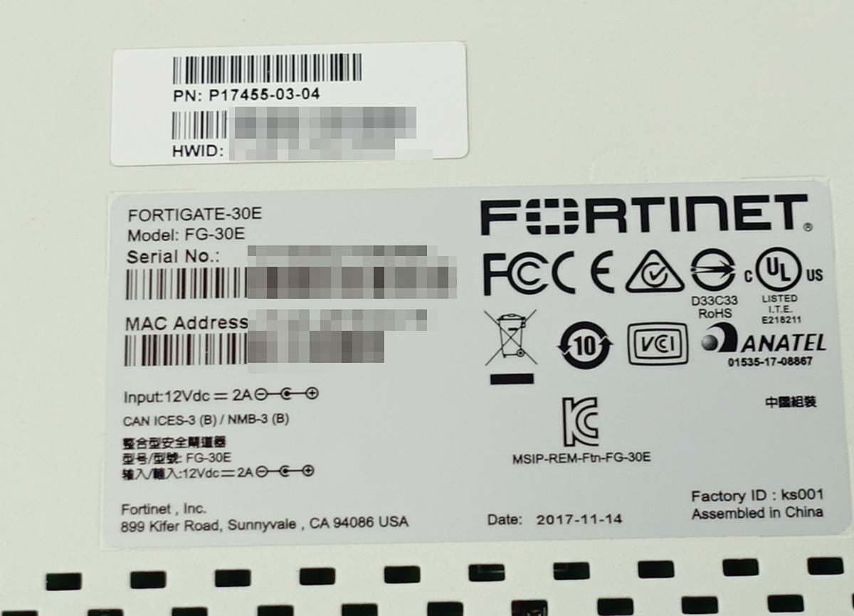 2台セット AC付 初期化済 FORTINET フォーティネット FortiGate FG-60D FG-30E Firewall UTM ネットワーク ファイアウォール S020540_画像3