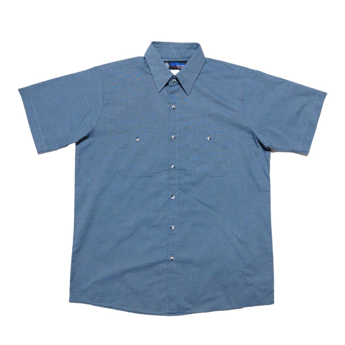 UniWeave 半袖ワークシャツ size 16.5 ブルーグレー ゆうパケットポスト可 古着 洗濯 プレス済 ｃ59_画像4