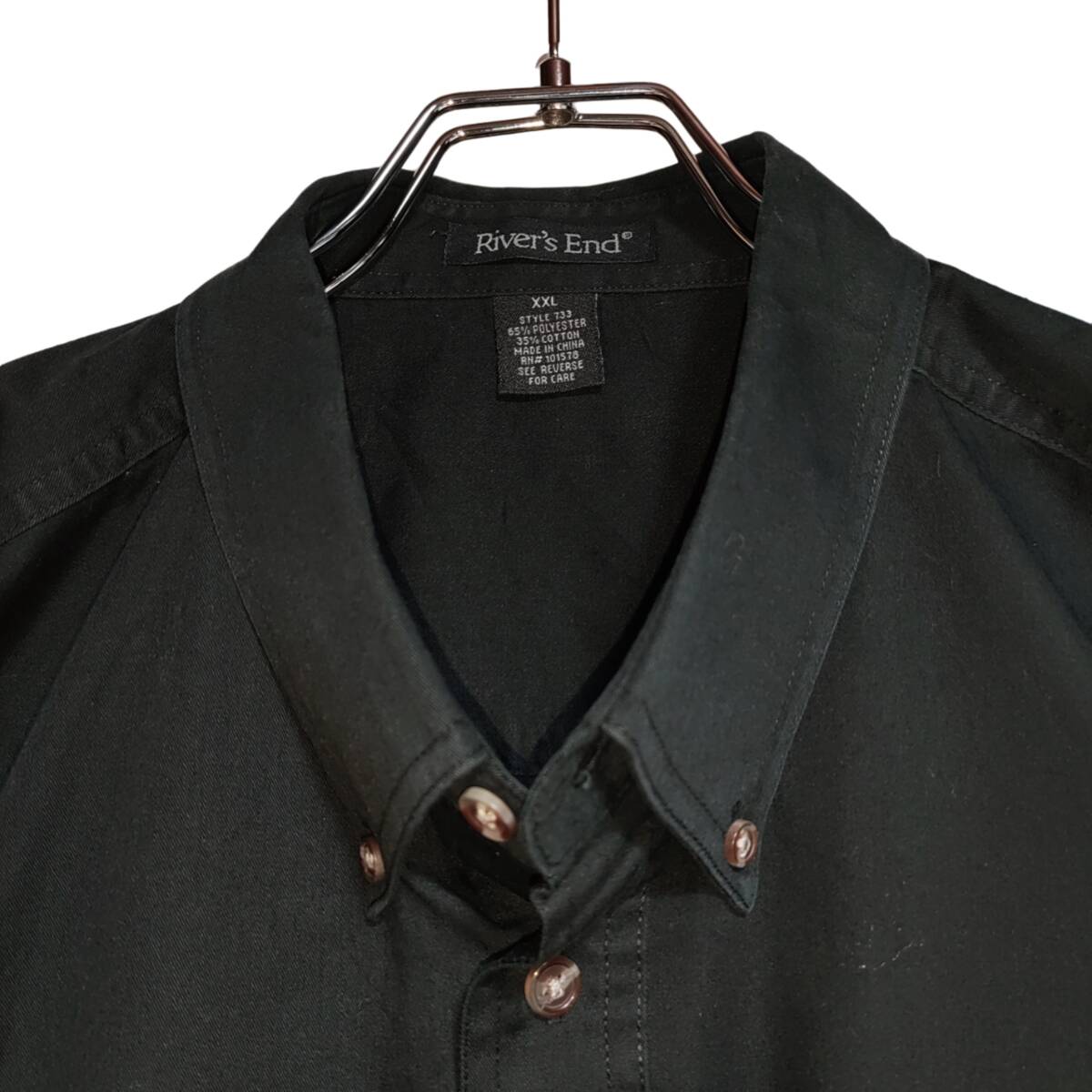 River's End 半袖ワークシャツ size 2XL オーバーサイズ ブラック ゆうパケットポスト可 胸 刺繍 SIOUX 古着 洗濯 プレス済 ｃ91_画像2