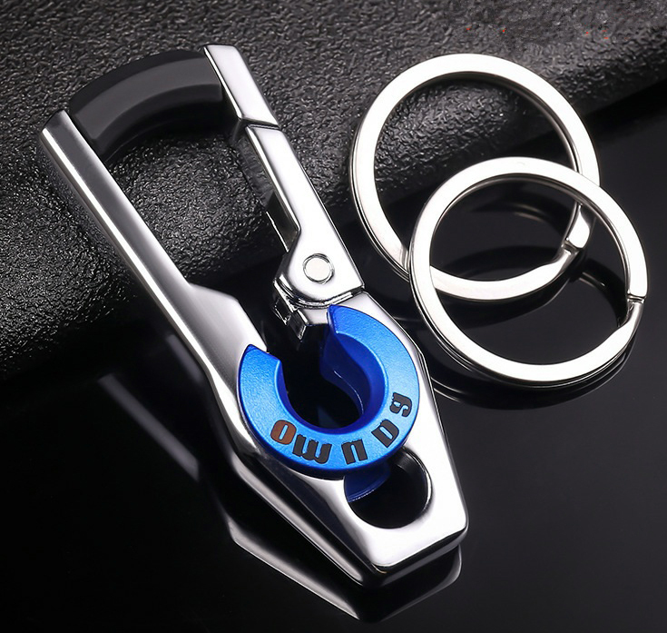 kalabina double ring key holder key ring lock function hook fashion design men's man key key stylish small articles made of metal blue 