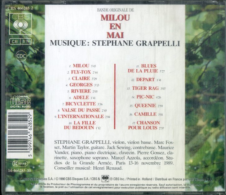 D00157540/CD/ステファン・グラッペリ「Milou En Mai (Bande Originale Du Film)」_画像2