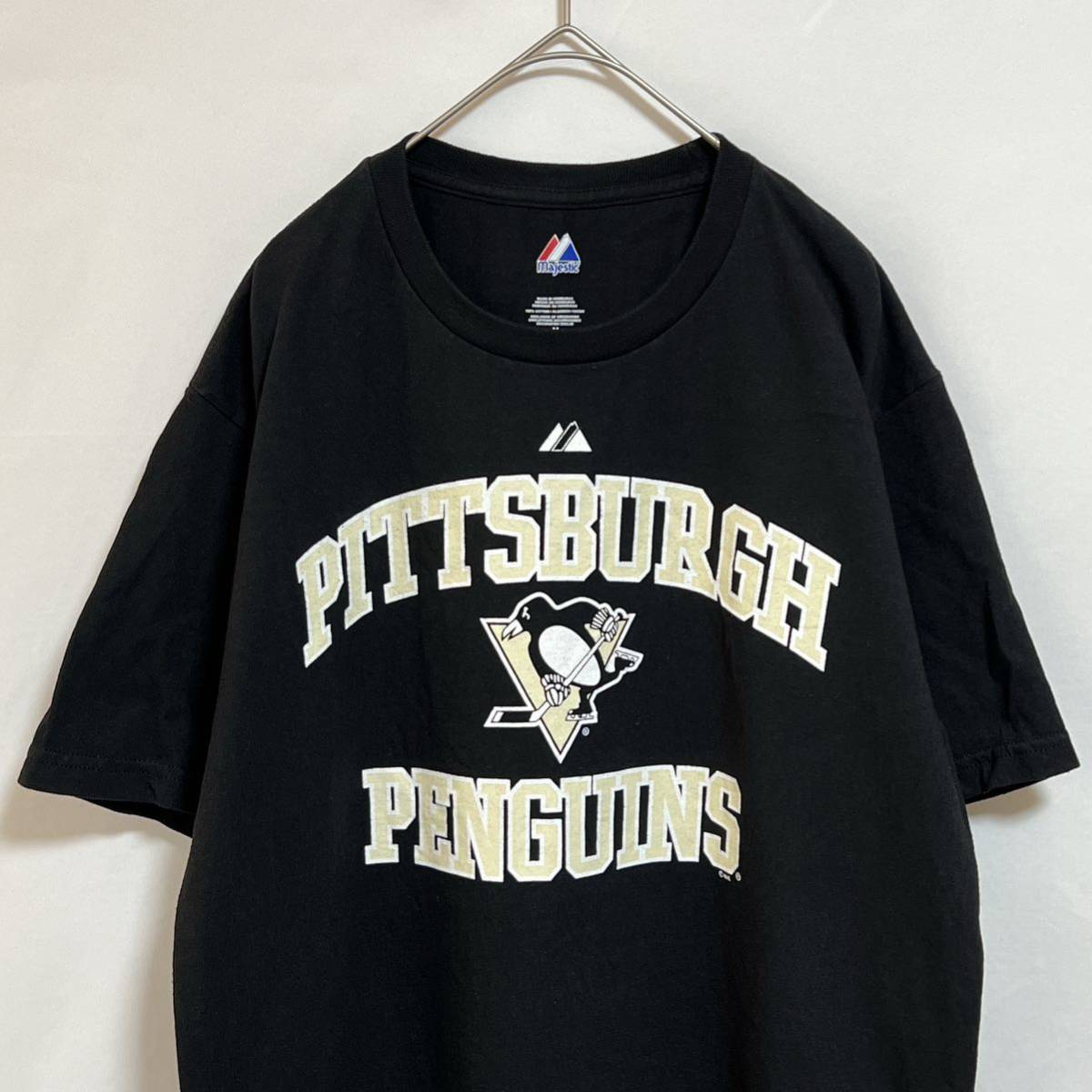 MAJESTIC マジェスティック　半袖Tシャツ NHL ピッツバーグ・ペンギンズロゴプリント　サイズM_画像1
