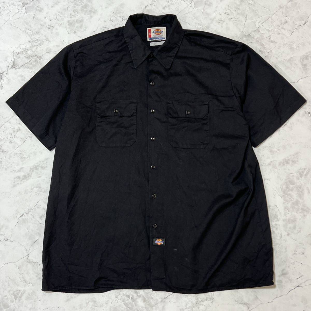 Dickies ディッキーズ　ワークシャツ　半袖シャツ ワンポイントロゴ　ブラック　ビッグサイズ2XL オーバーサイズ_画像1