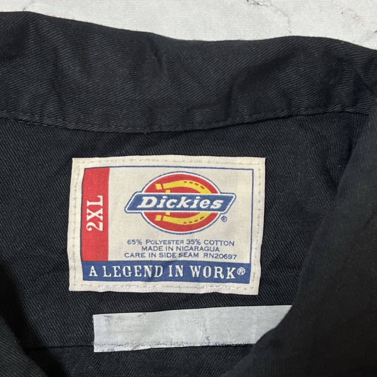 Dickies ディッキーズ　ワークシャツ　半袖シャツ ワンポイントロゴ　ブラック　ビッグサイズ2XL オーバーサイズ_画像5