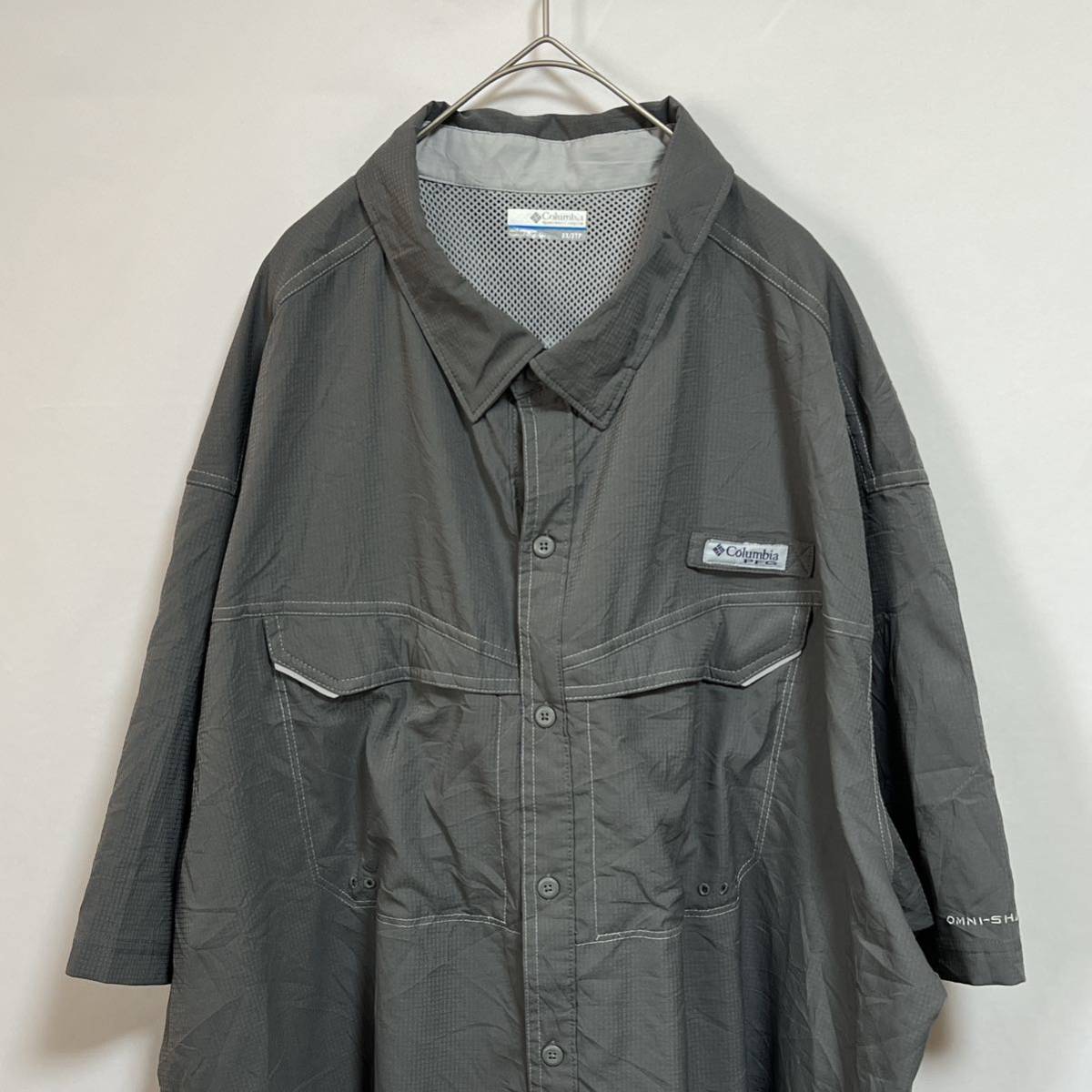 Columbiaコロンビア PFG フィッシングシャツ 半袖シャツ　オムニシェイド　ロゴ　ビッグサイズ3X オーバーサイズ_画像1