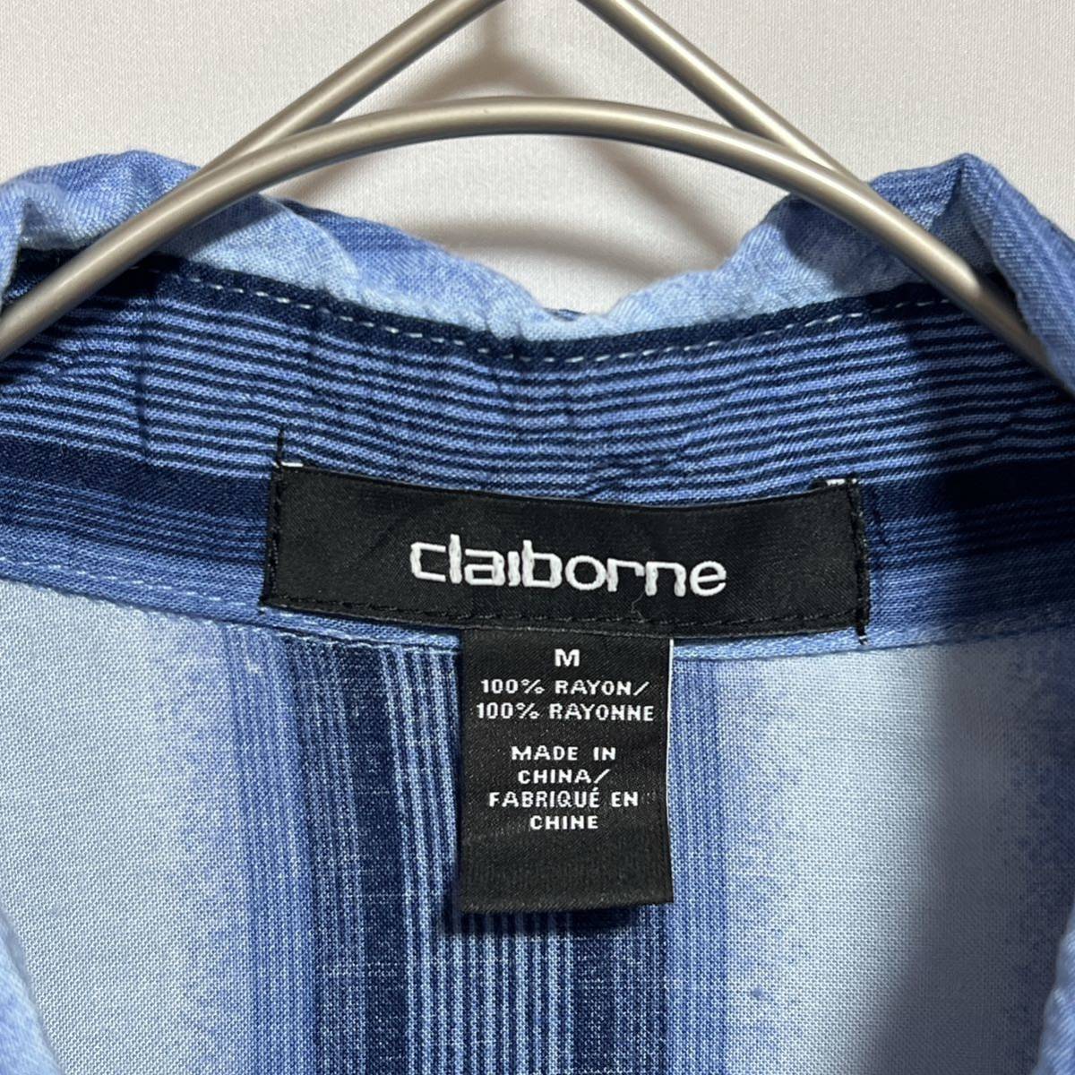 Claiborne クレイボーン　半袖シャツ　マルチストライプシャツ　レーヨンシャツ　サイズM_画像4
