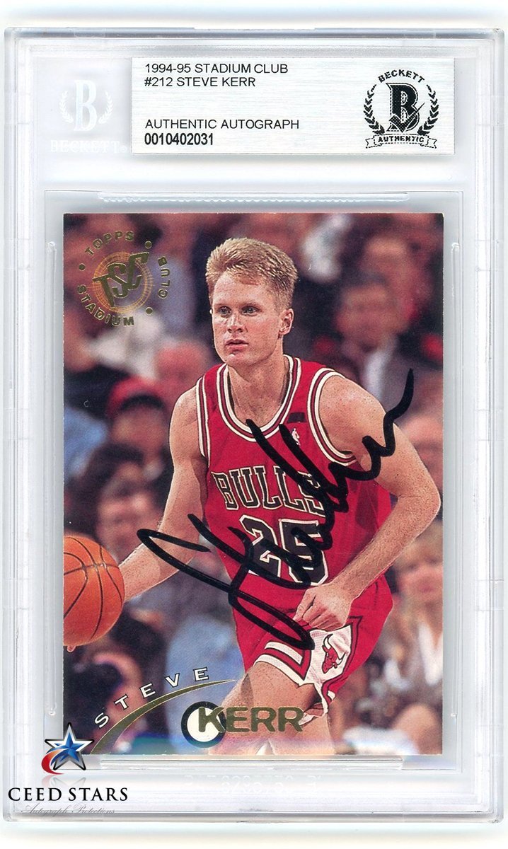 【CS】スティーブ・カー 直筆 サイン 入り ベケット社 鑑定済み TOPPS 1995年 公式カード シードスターズ ステファン・カリー ジョーダンの画像1