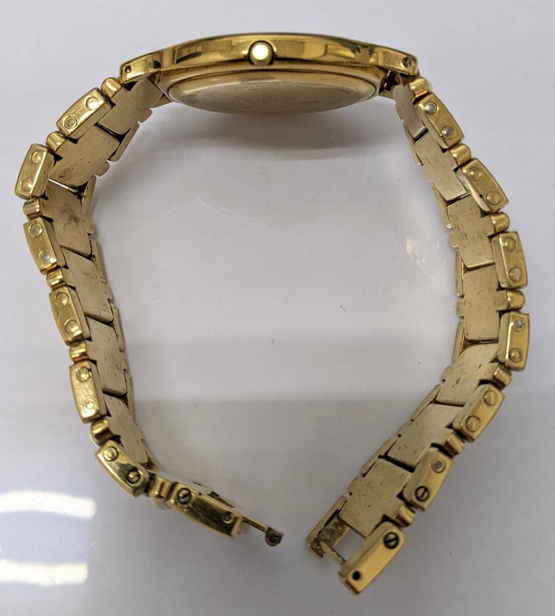 【685】アンティーク　コレクション　JAZ　ジャズ　クオーツ　腕時計　ゴールド　白文字盤　フランス　パリ　アナログ　2針　デイト　SS_画像4