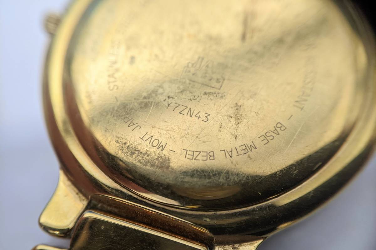 【685】アンティーク　コレクション　JAZ　ジャズ　クオーツ　腕時計　ゴールド　白文字盤　フランス　パリ　アナログ　2針　デイト　SS_画像6